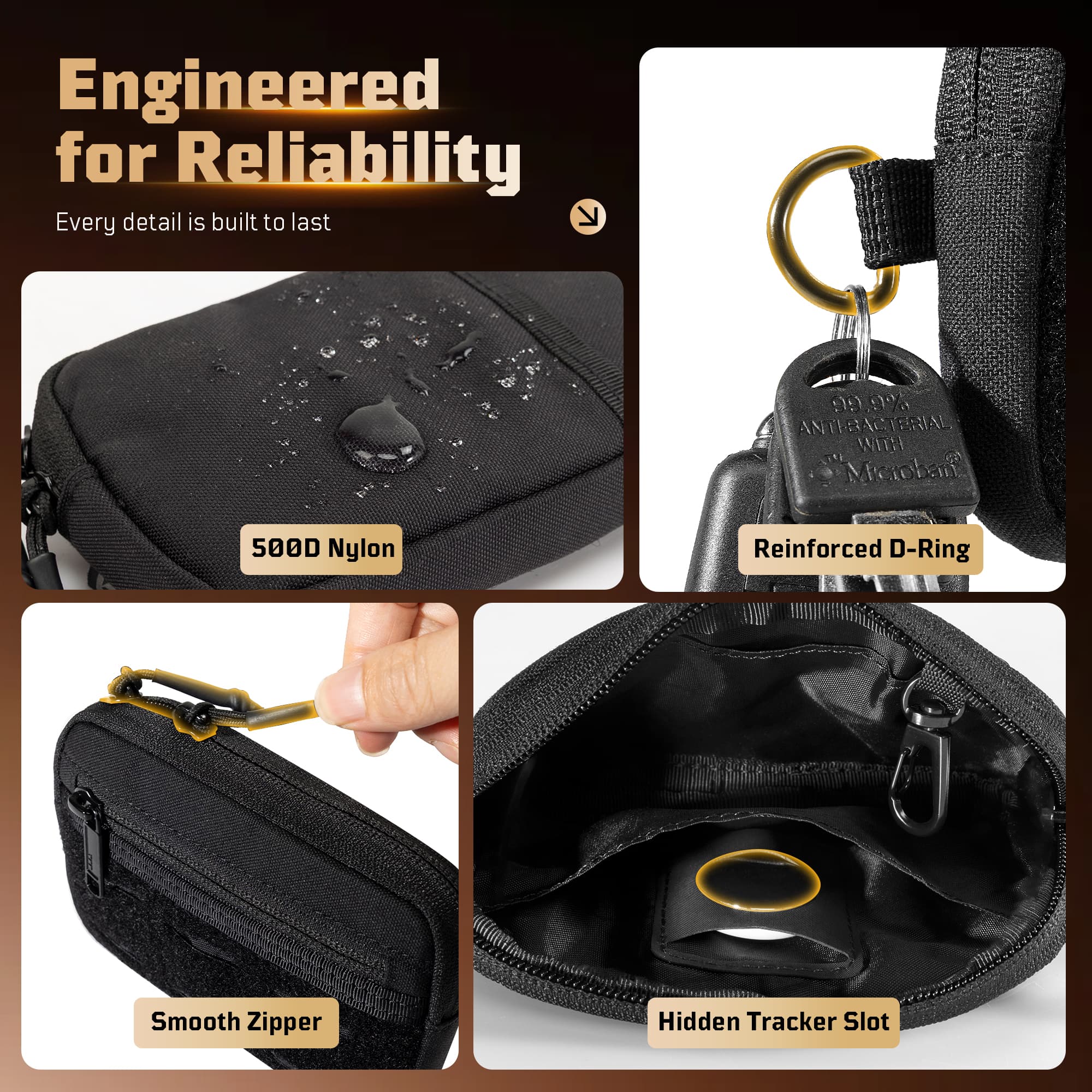 1TG Card & Coin Purse | 500D Nylon, RFID Blocking, MOLLE & AirTag Slot