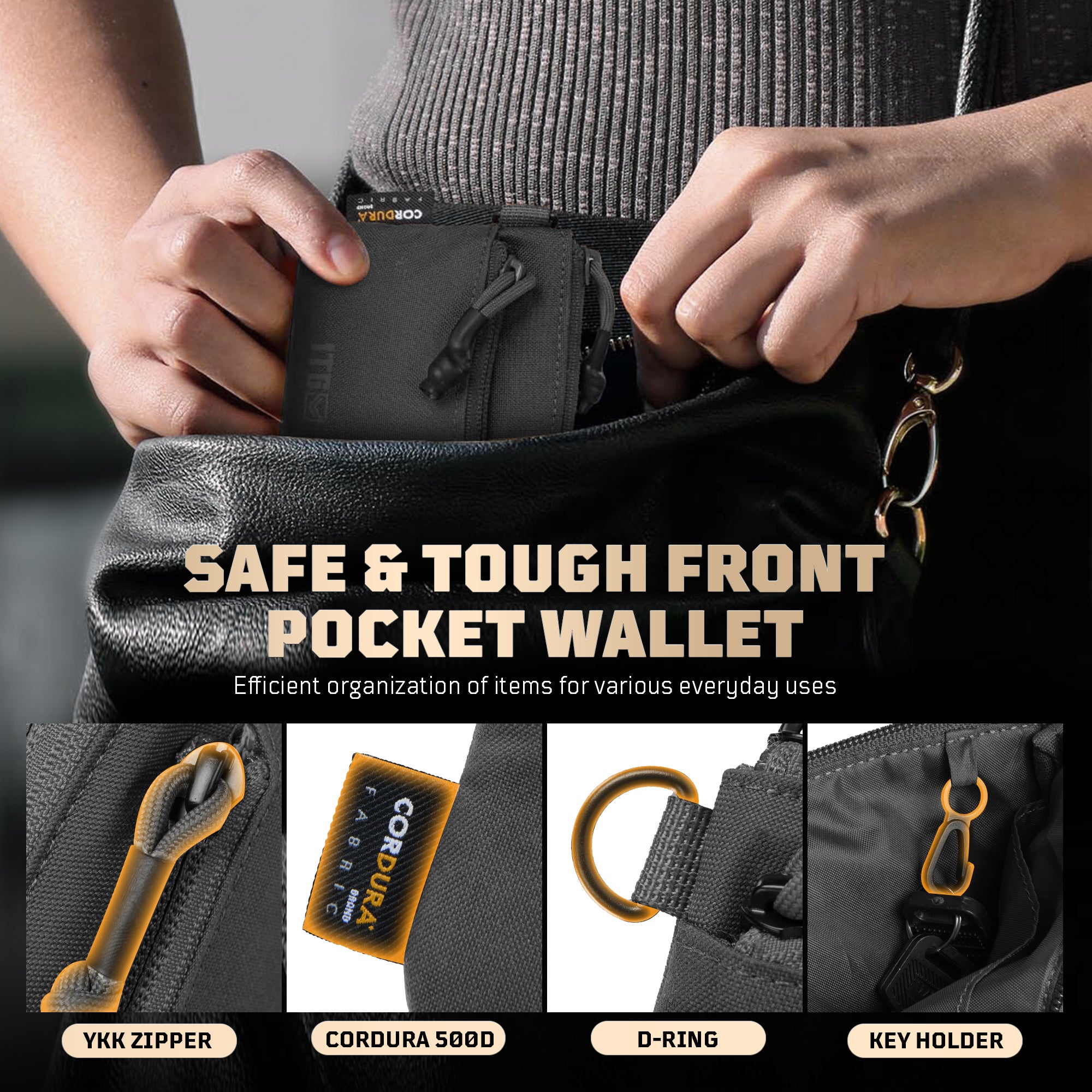 1TG EDC Coin Pouch Minimalist Wallet | With Belt clip & 500D CORDURA