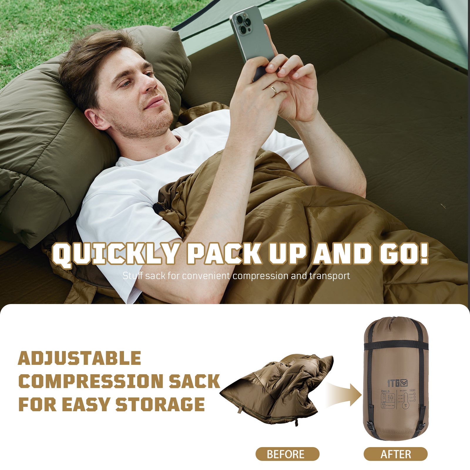 1TG Owl Sleeping Bag (230gsm) | Lightweight Comfort & Multi-Season Use