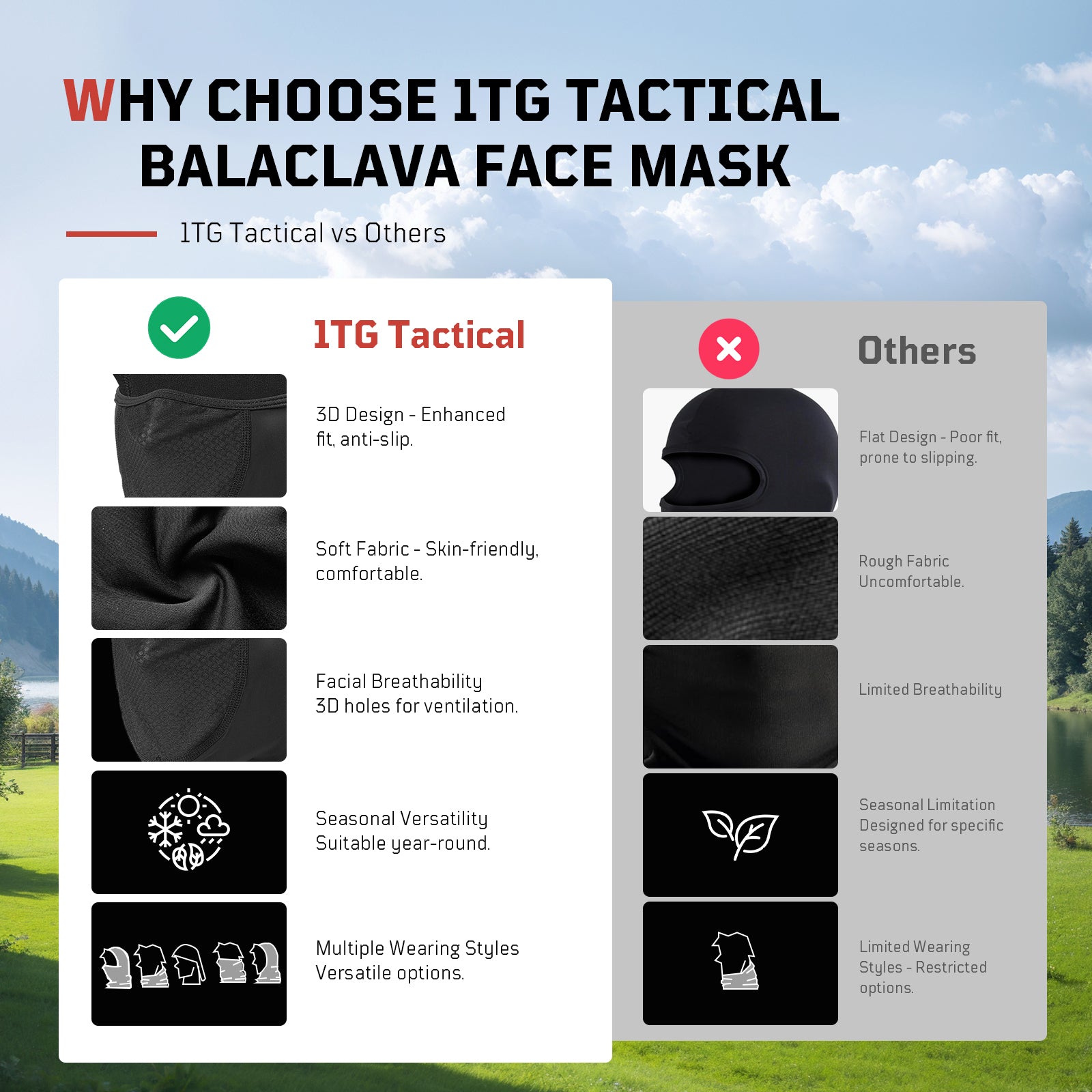 1TG Summer Balaclava Full Face Mask 02 丨Full Face Protection &UV protection