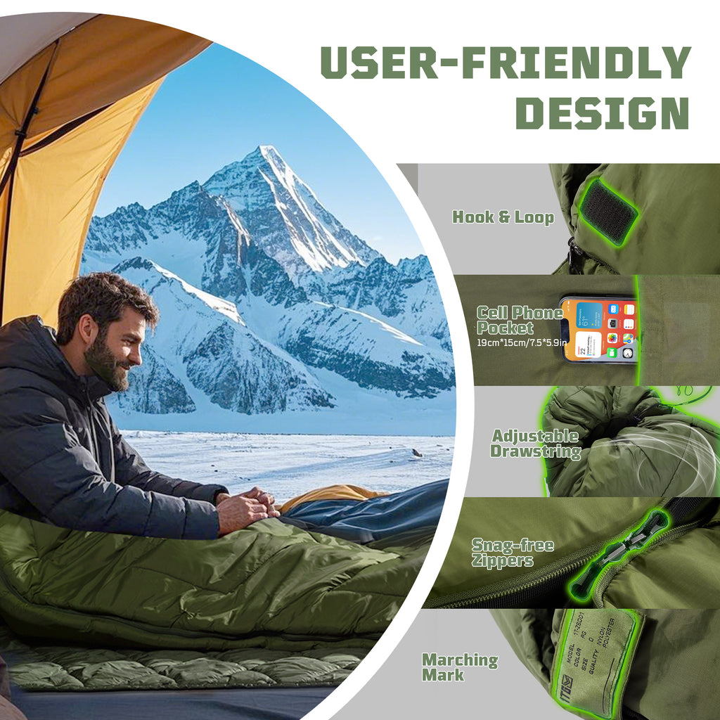 1TG Sea Eagle Sleeping Bag 丨EN Certified & Enhanced Warmth/ Cold-Weather Comfort