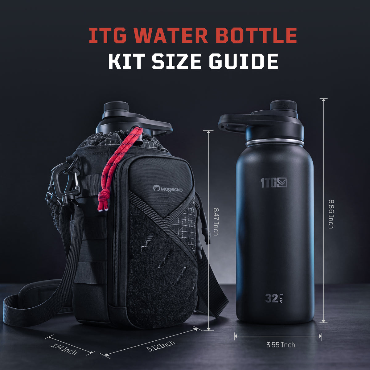 1TG 32oz Magnetic Water Bottle Set | Stainless Steel Bottle & 3 Lids