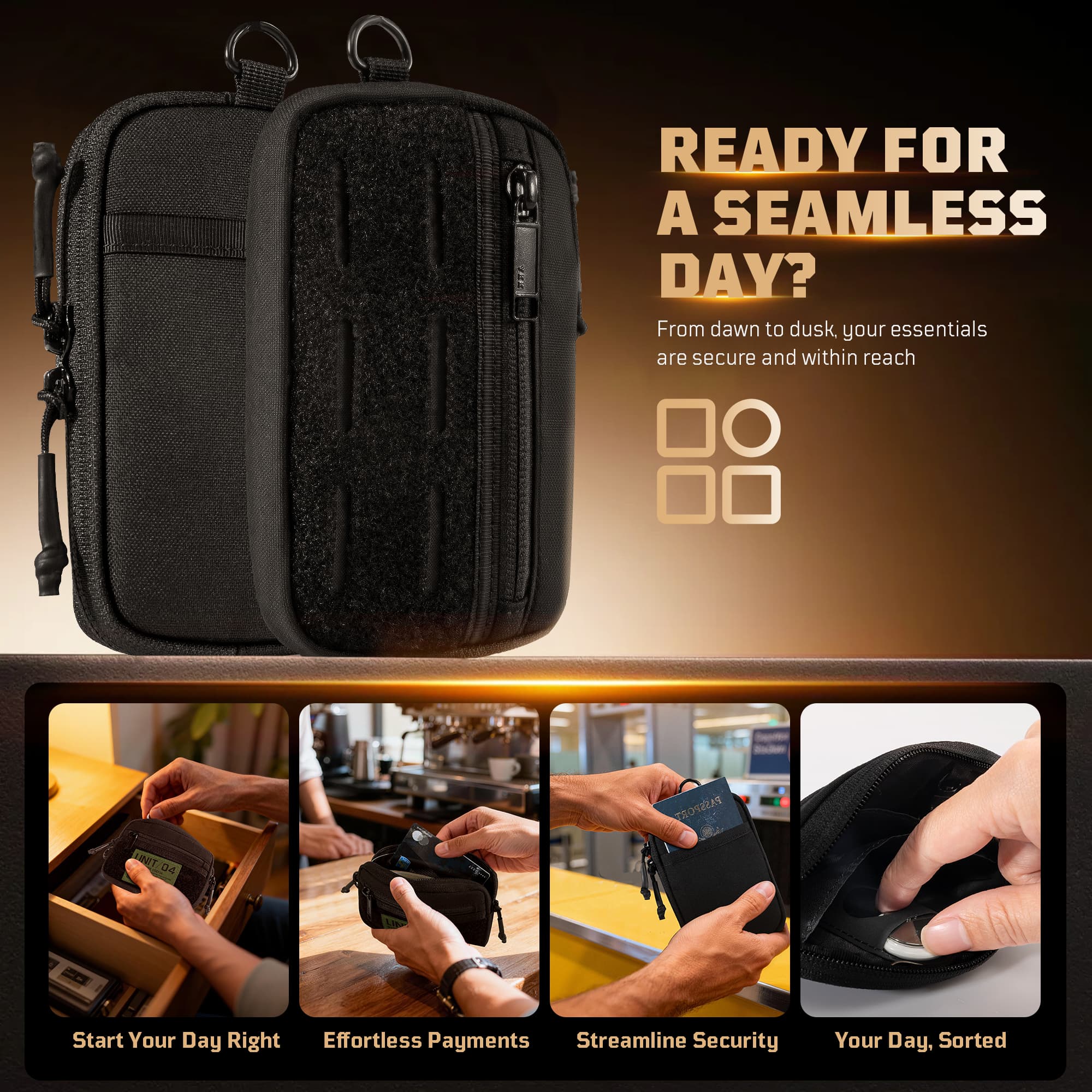 1TG Card & Coin Purse | 500D Nylon, RFID Blocking, MOLLE & AirTag Slot
