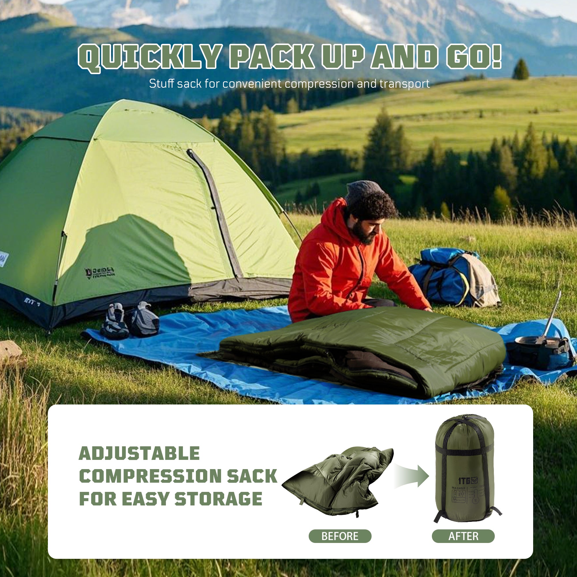 1TG Sea Eagle Sleeping Bag 丨EN Certified & Enhanced Warmth/ Cold-Weather Comfort