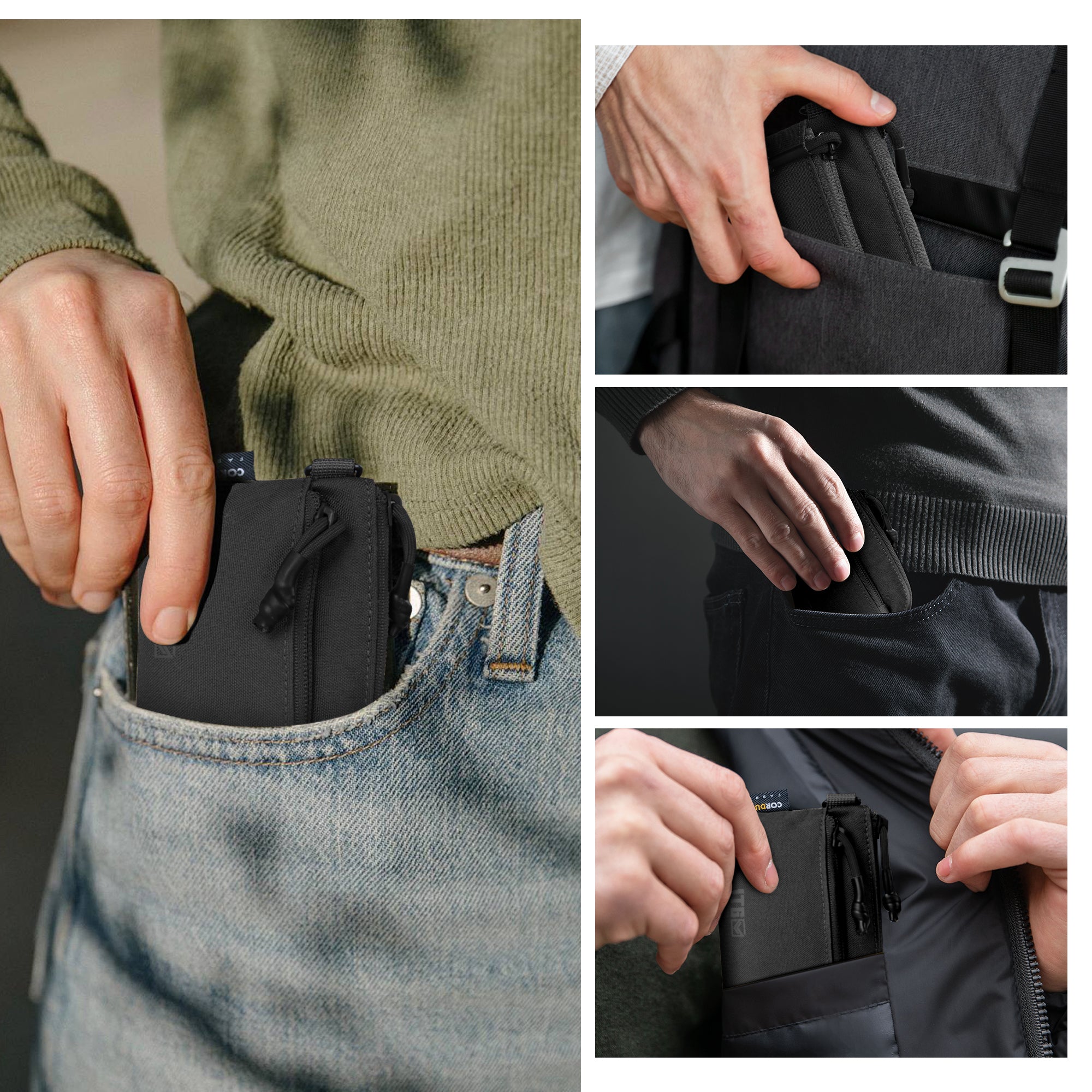 1TG EDC Coin Pouch Minimalist Wallet | With Belt clip & 500D CORDURA