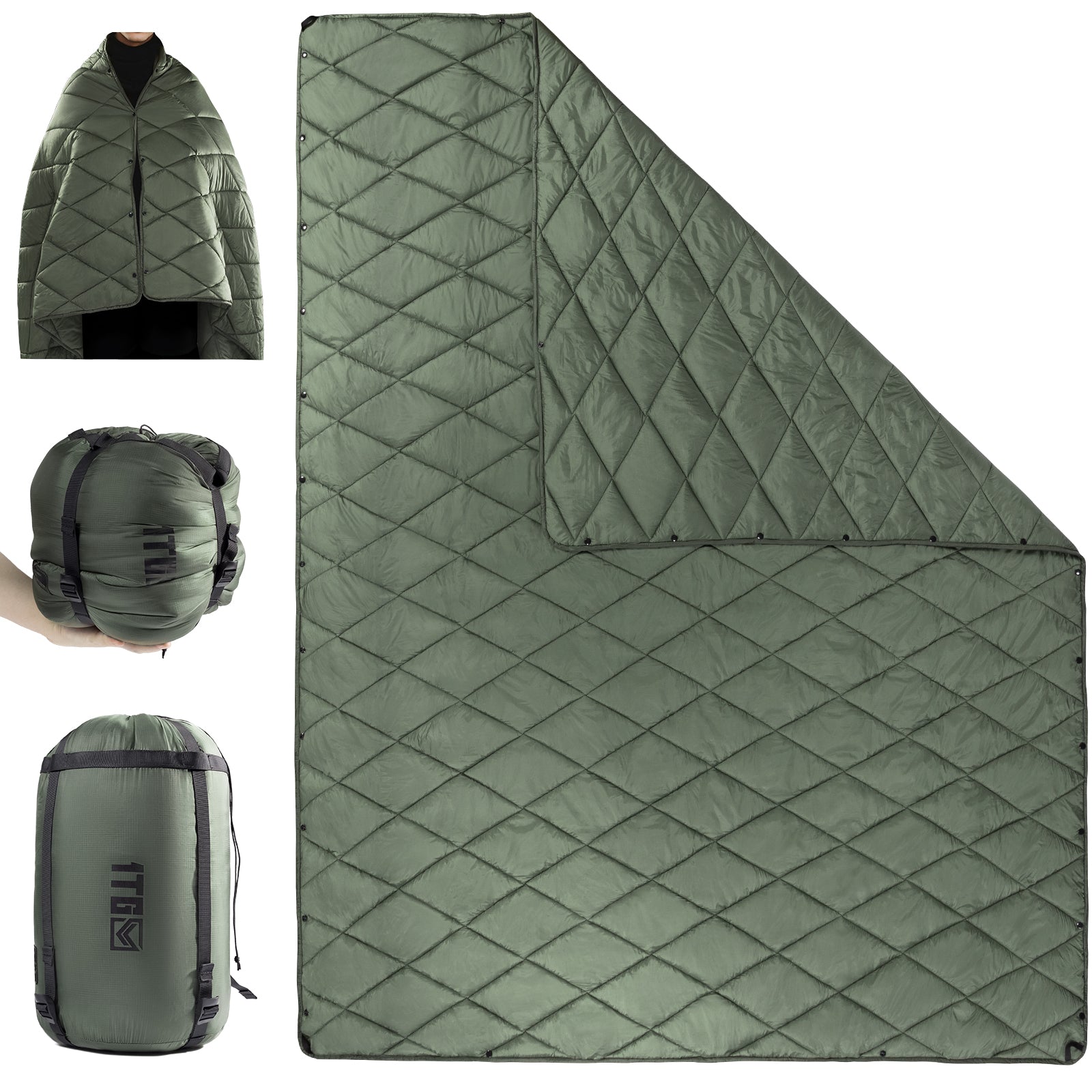 1TG 3M Thinsulate  380T Camping Blanket | With Snap Buttons & Water resistant