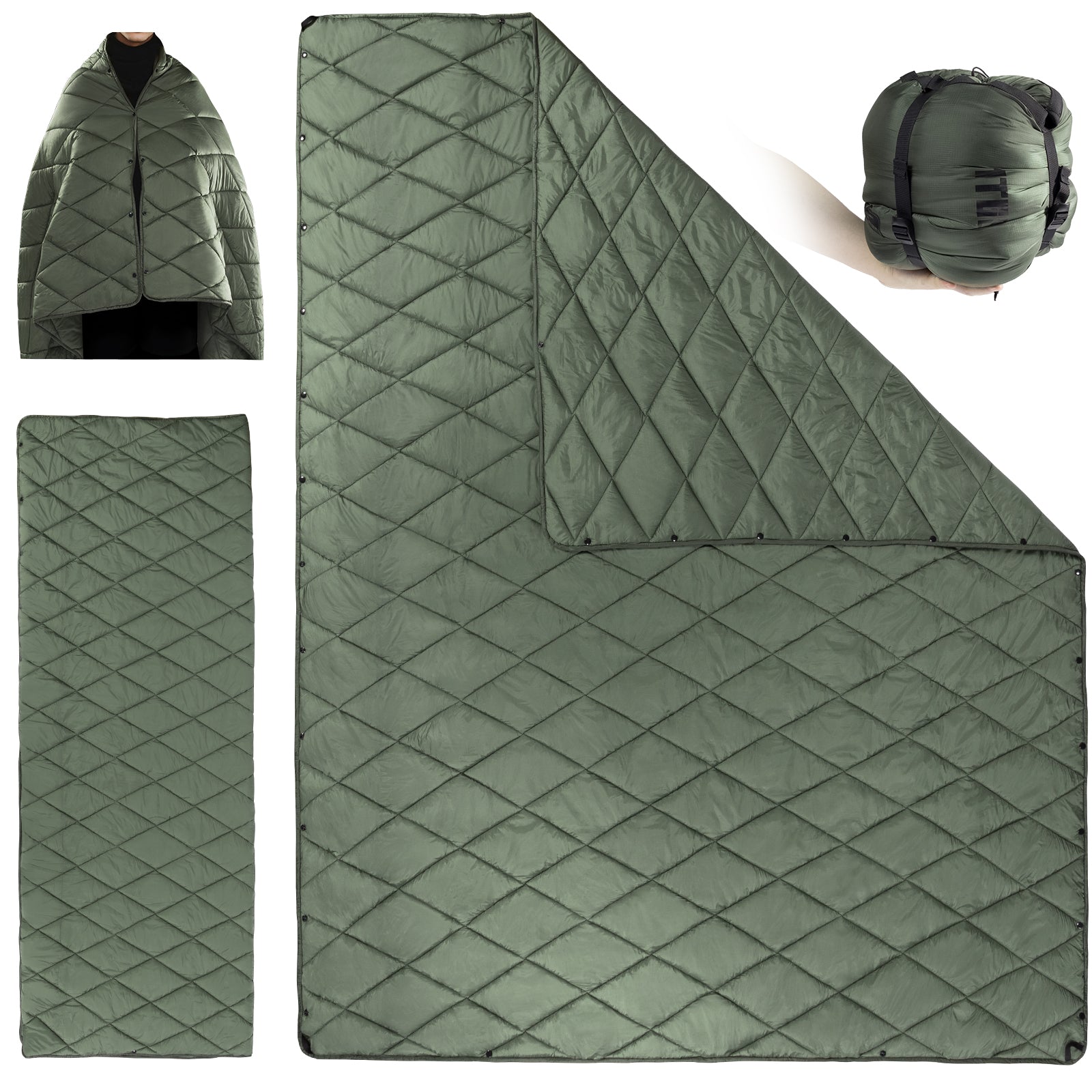 1TG 3M Thinsulate  380T Camping Blanket | With Snap Buttons & Water resistant