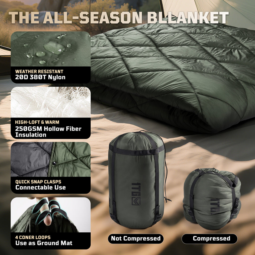 1TG 3M Thinsulate  380T Camping Blanket | With Snap Buttons & Water resistant