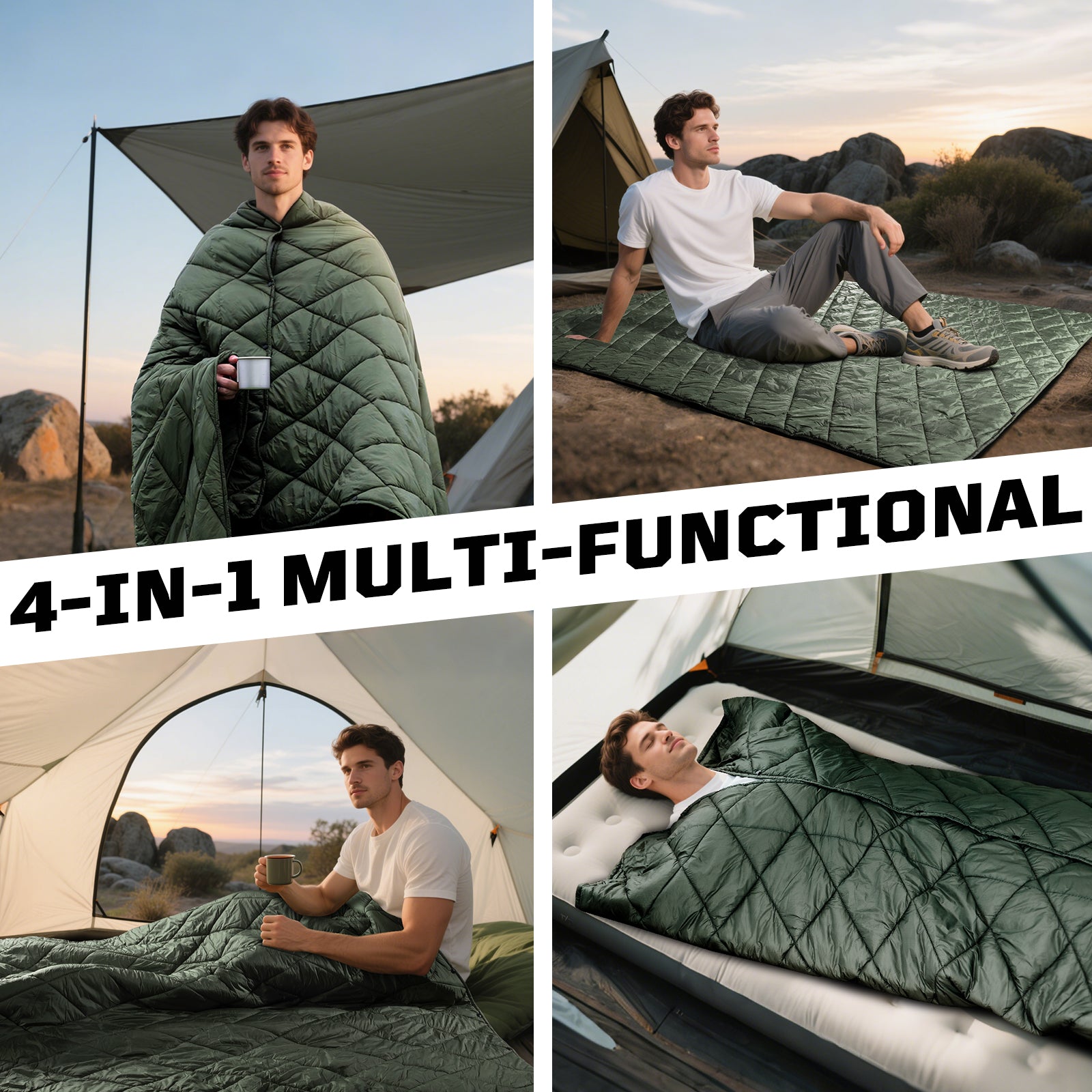 1TG 3M Thinsulate  380T Camping Blanket | With Snap Buttons & Water resistant