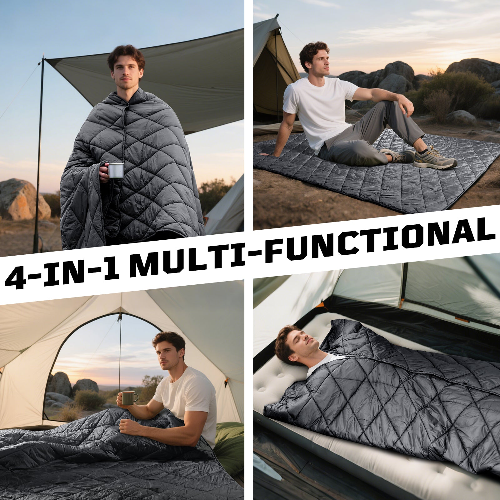 1TG 3M Thinsulate  380T Camping Blanket | With Snap Buttons & Water resistant