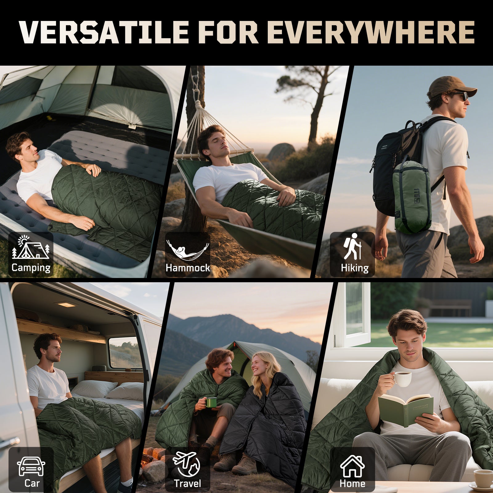 1TG 3M Thinsulate  380T Camping Blanket | With Snap Buttons & Water resistant