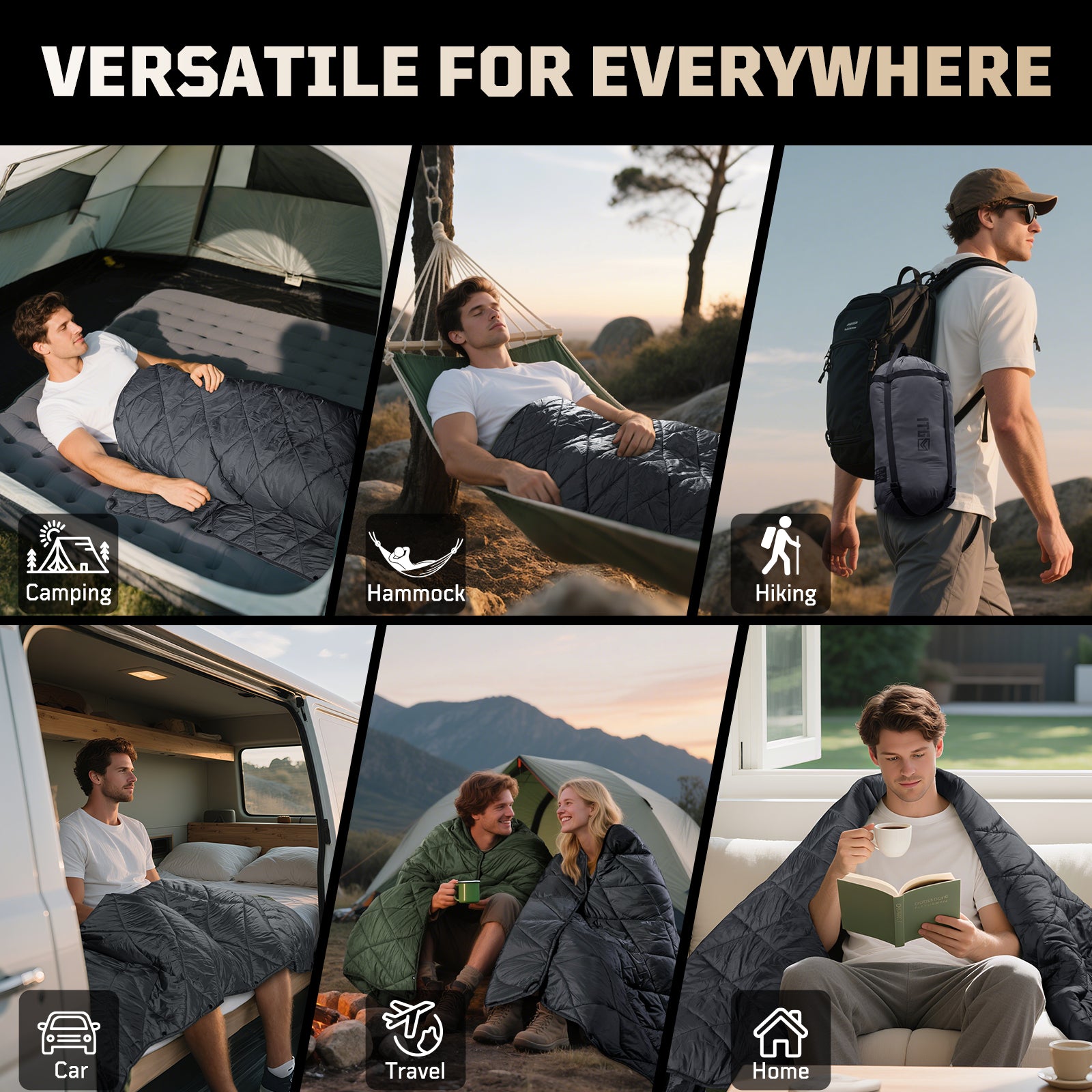 1TG 3M Thinsulate  380T Camping Blanket | With Snap Buttons & Water resistant