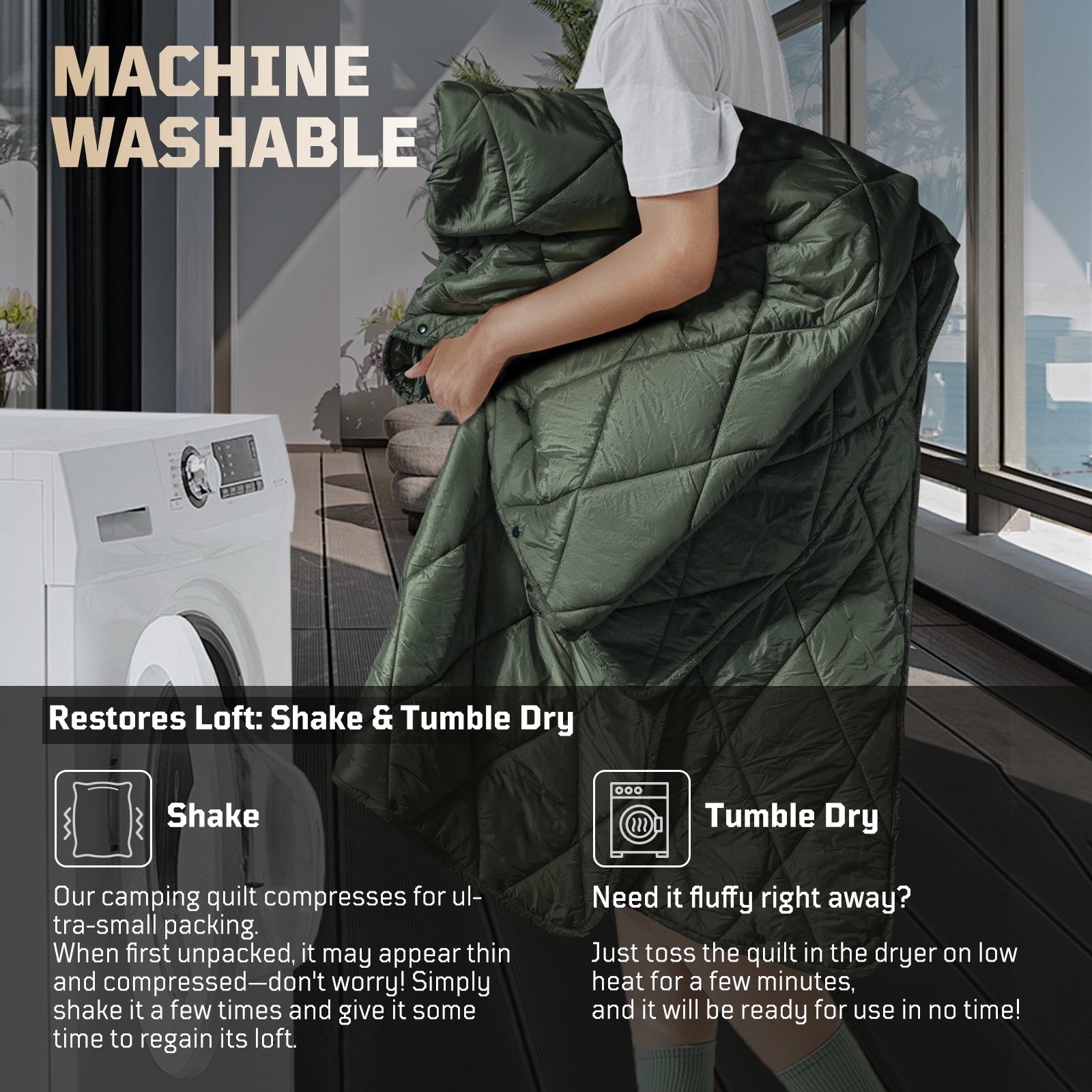 1TG 3M Thinsulate  380T Camping Blanket | With Snap Buttons & Water resistant