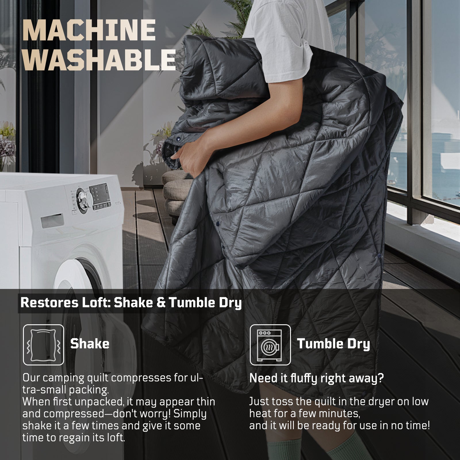 1TG 3M Thinsulate  380T Camping Blanket | With Snap Buttons & Water resistant