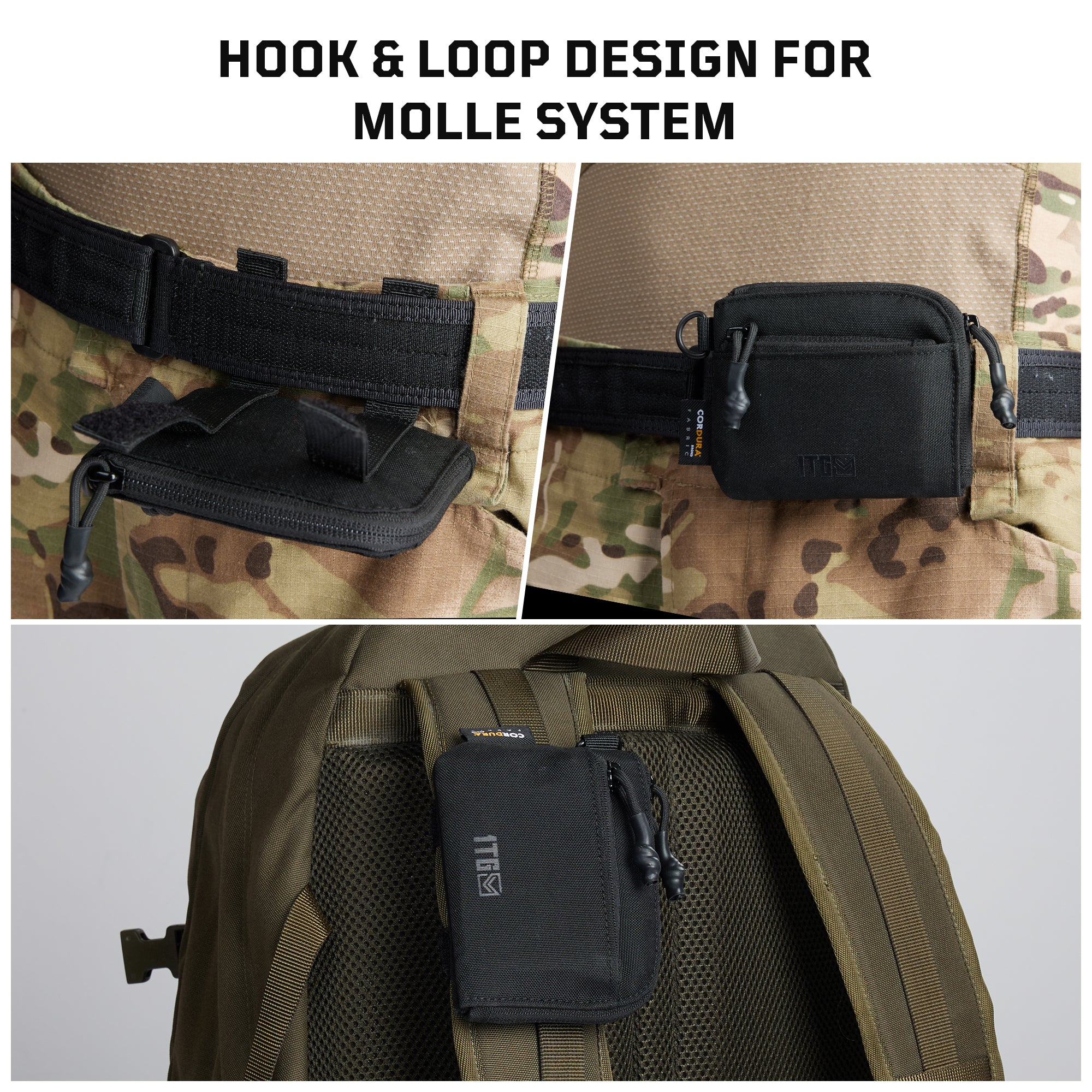 1TG EDC Coin Pouch Minimalist Wallet | With Belt clip & 500D CORDURA
