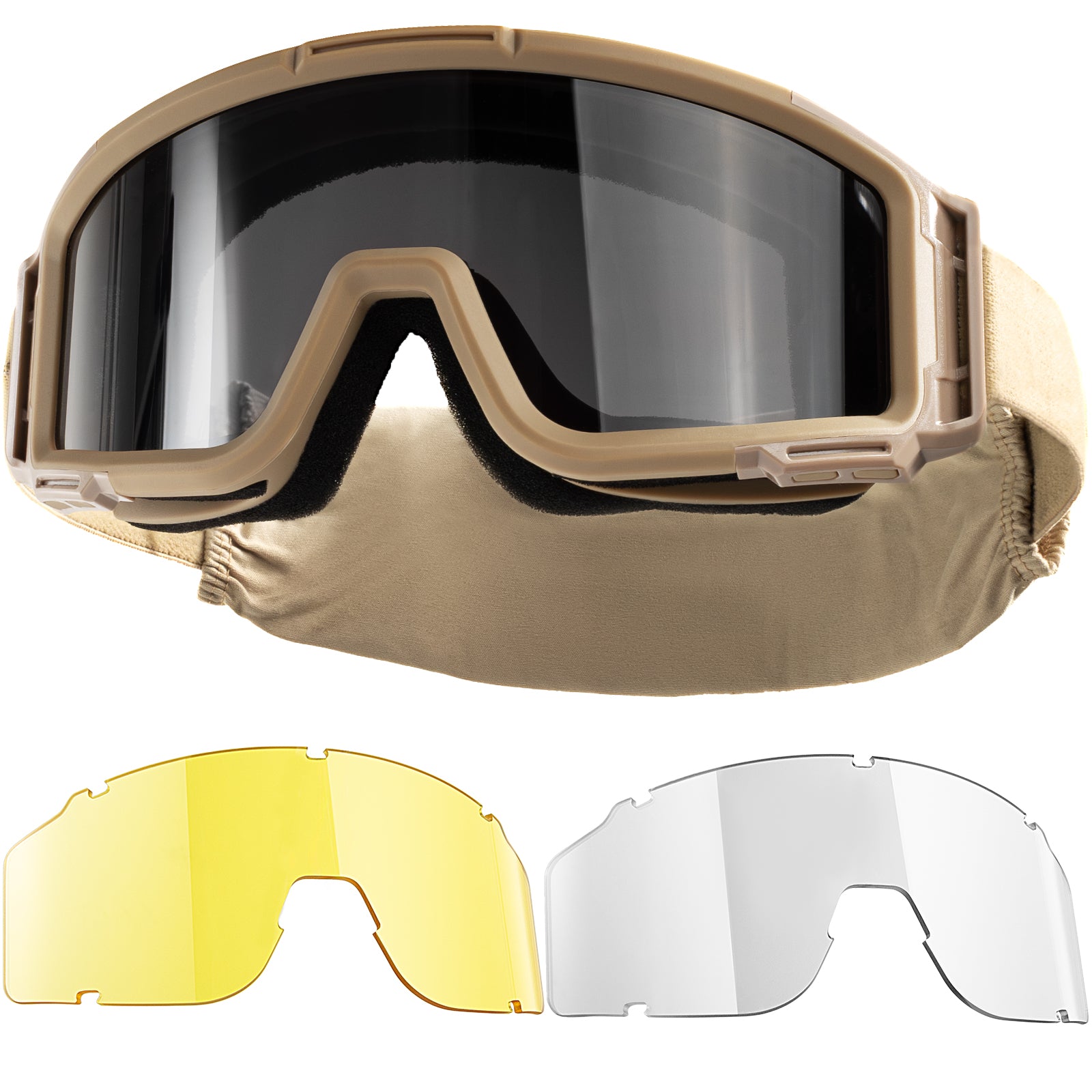 Tactical Airsoft Safety Goggles | ANSI Z87.1, Anti-Fog, 3 Lenses