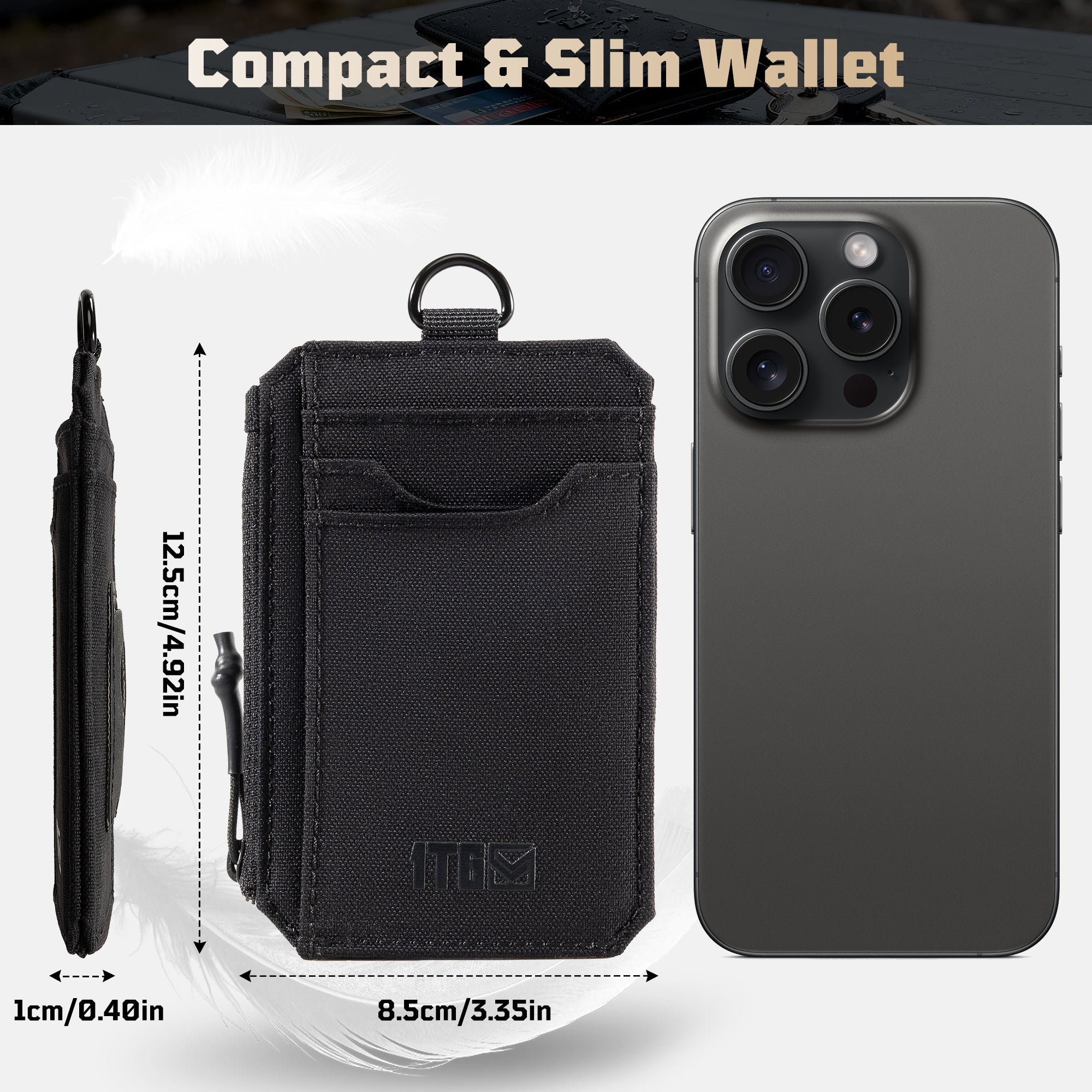 1TG Men's Slim Wallet | 500D Nylon, RFID Blocking & AirTag Slot