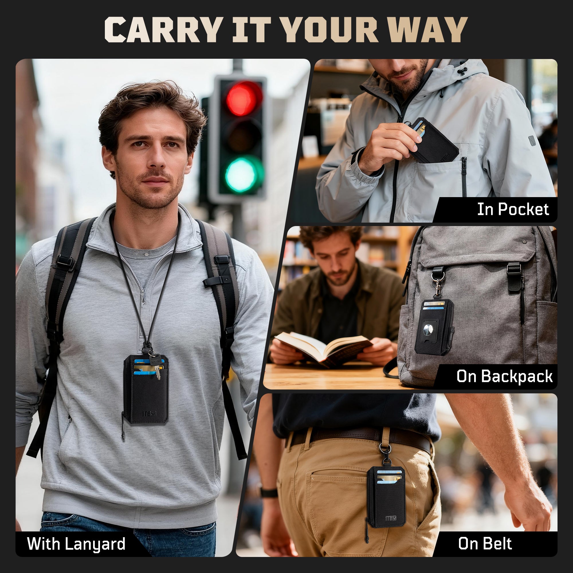 1TG Men's Slim Wallet | 500D Nylon, RFID Blocking & AirTag Slot