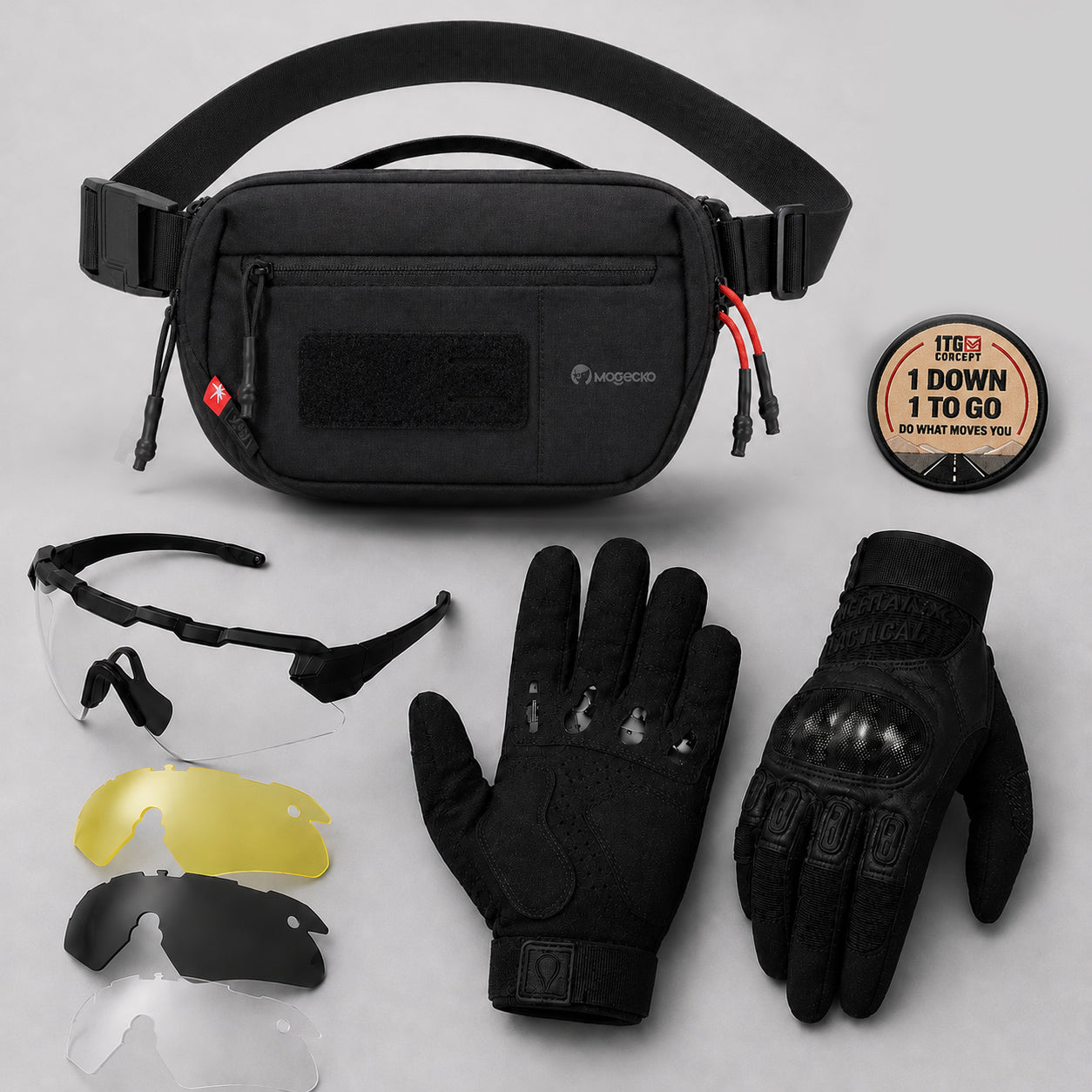 1TG Ride Ready Dad Box | Scorpion Magnetic Sling Bag + Carbon Fiber Gloves + Riding Goggles + Badge+Handwritten Card