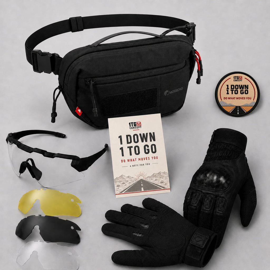 1TG Ride Ready Dad Box | Scorpion Magnetic Sling Bag + Training Gloves + Riding Goggles + Badge+ Handwritten Card