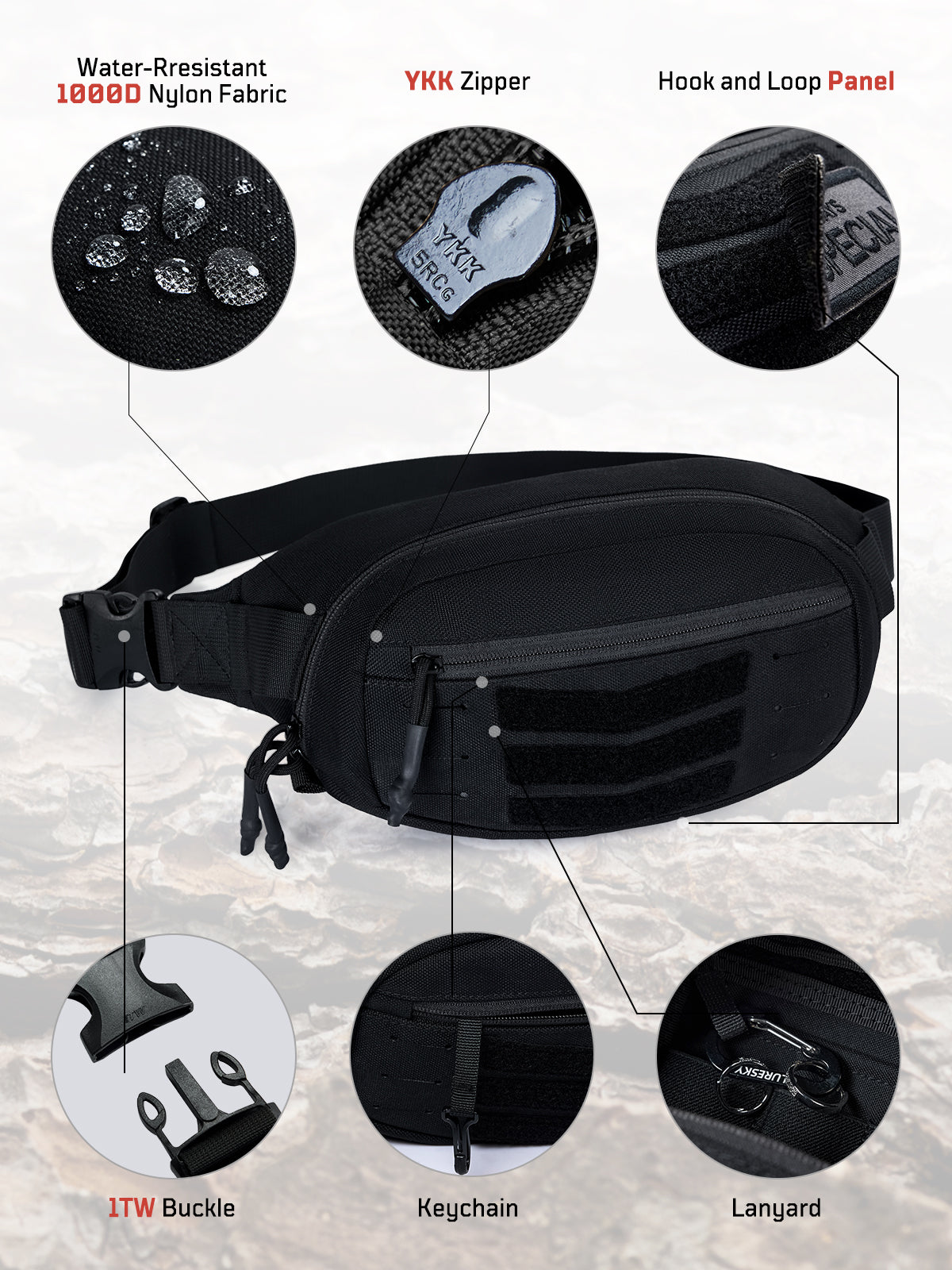 1TG Unisex Waist Bag 01 | MOLLE System & Adjustable waist 32"-47.2"
