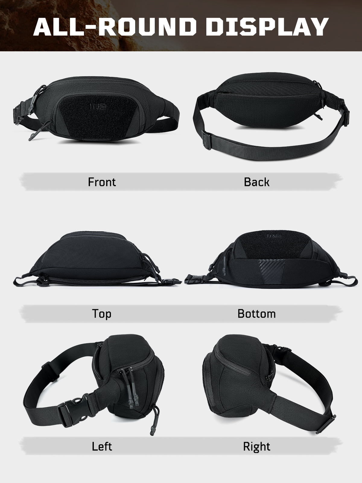 1TG Unisex Waist Bag 02丨Convertible Waist Bag &  Adjustable waist 36.1"-52"