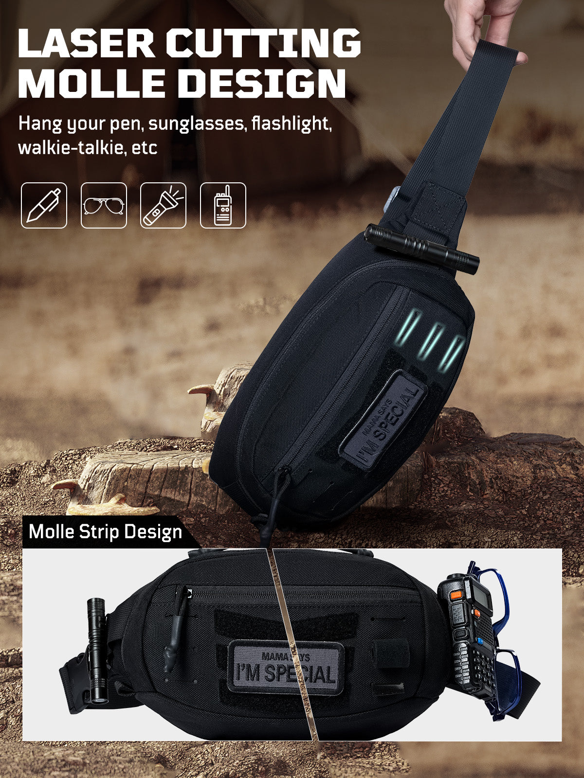1TG Unisex Waist Bag 01 | MOLLE System & Adjustable waist 32"-47.2"