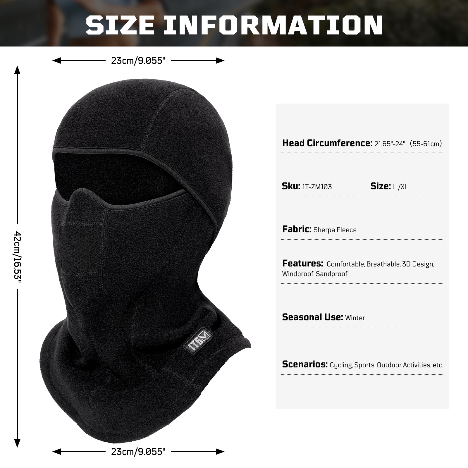 1TG Winter Fleece Balaclava Mask 03  丨Full Face Protection & Warmth