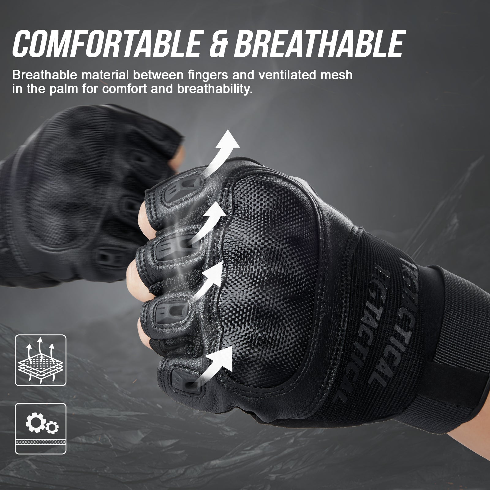 1TG Breathable Fingerless Gloves 03丨Adjustable Wrist Opening, Shock Absorption & Quick Release
