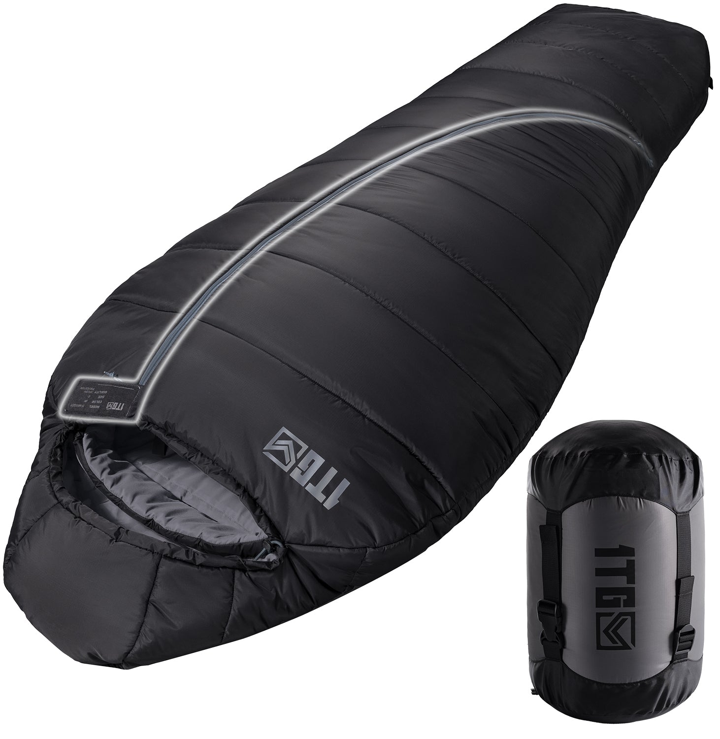 1TG Four-Season Mummy Sleeping Bag |  Diagonal Zipper&Suitable for 25-36℉