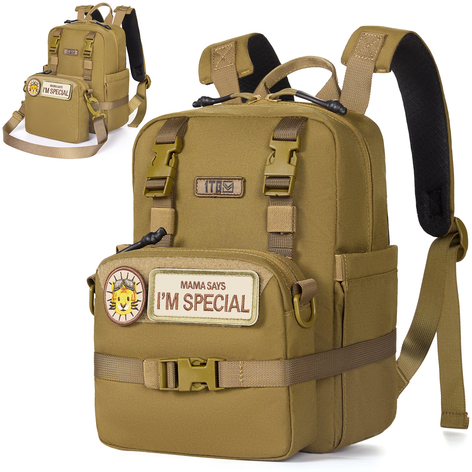 1TG Multi-Functional Kids Backpack 丨 with Patch&Modular Design (Ages 3-6)