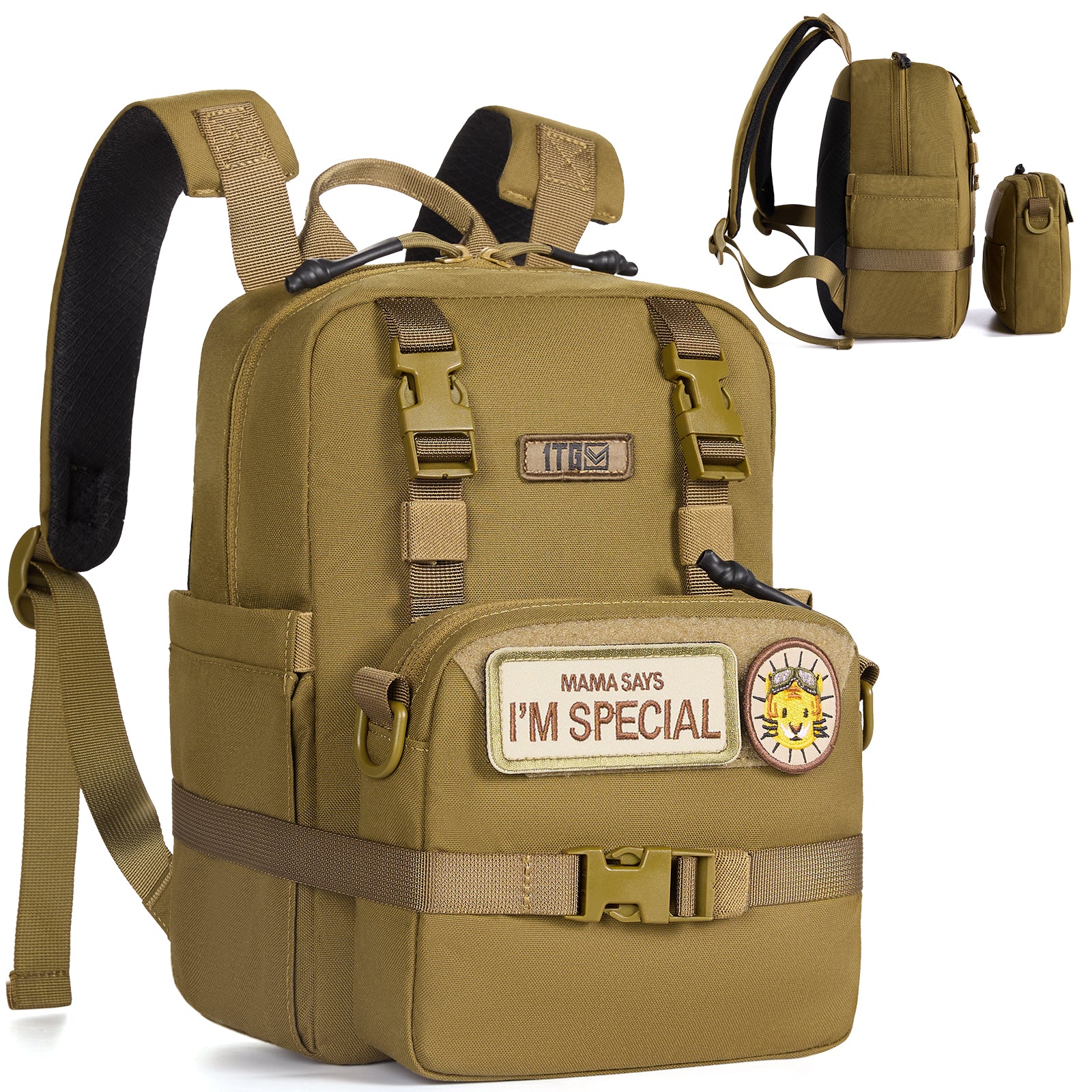 1TG Multi-Functional Kids Backpack 丨 with Patch&Modular Design (Ages 3-6)