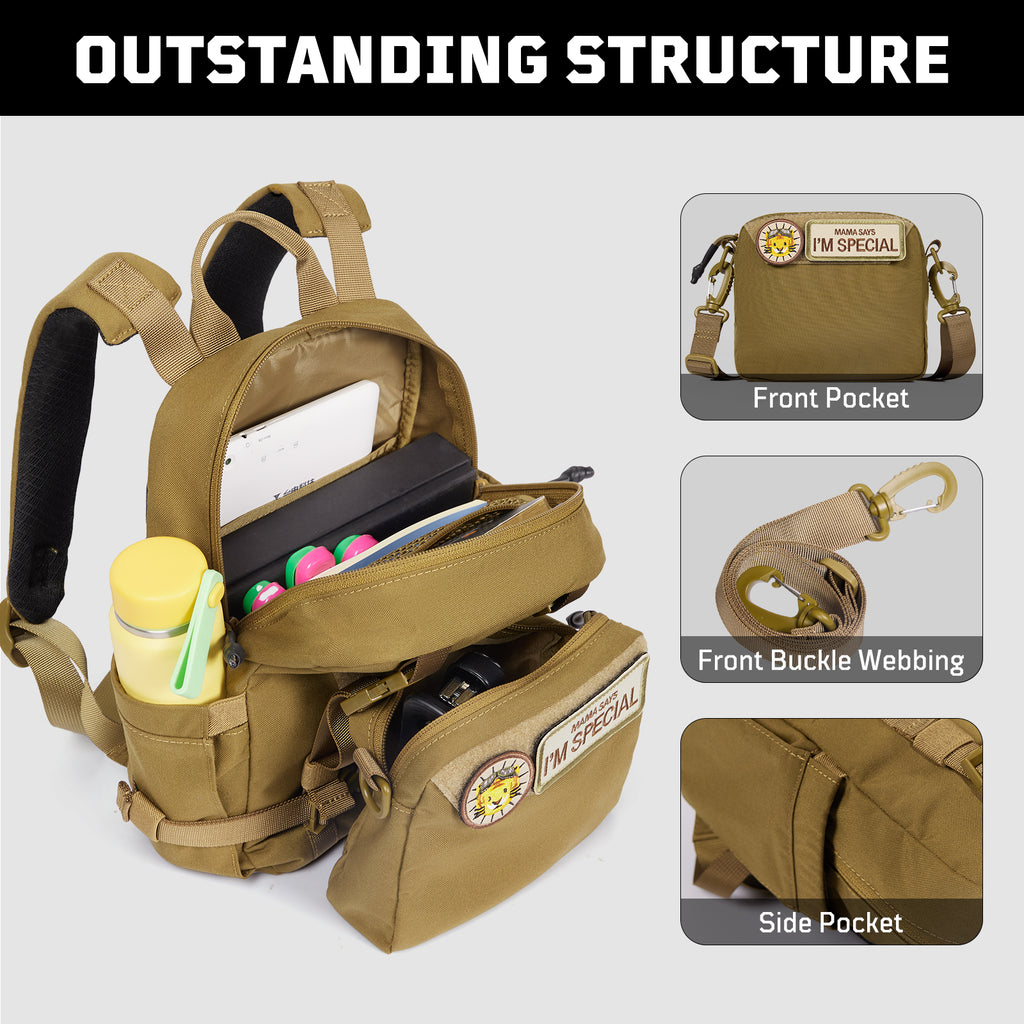 1TG Multi-Functional Kids Backpack 丨 with Patch&Modular Design (Ages 3-6)