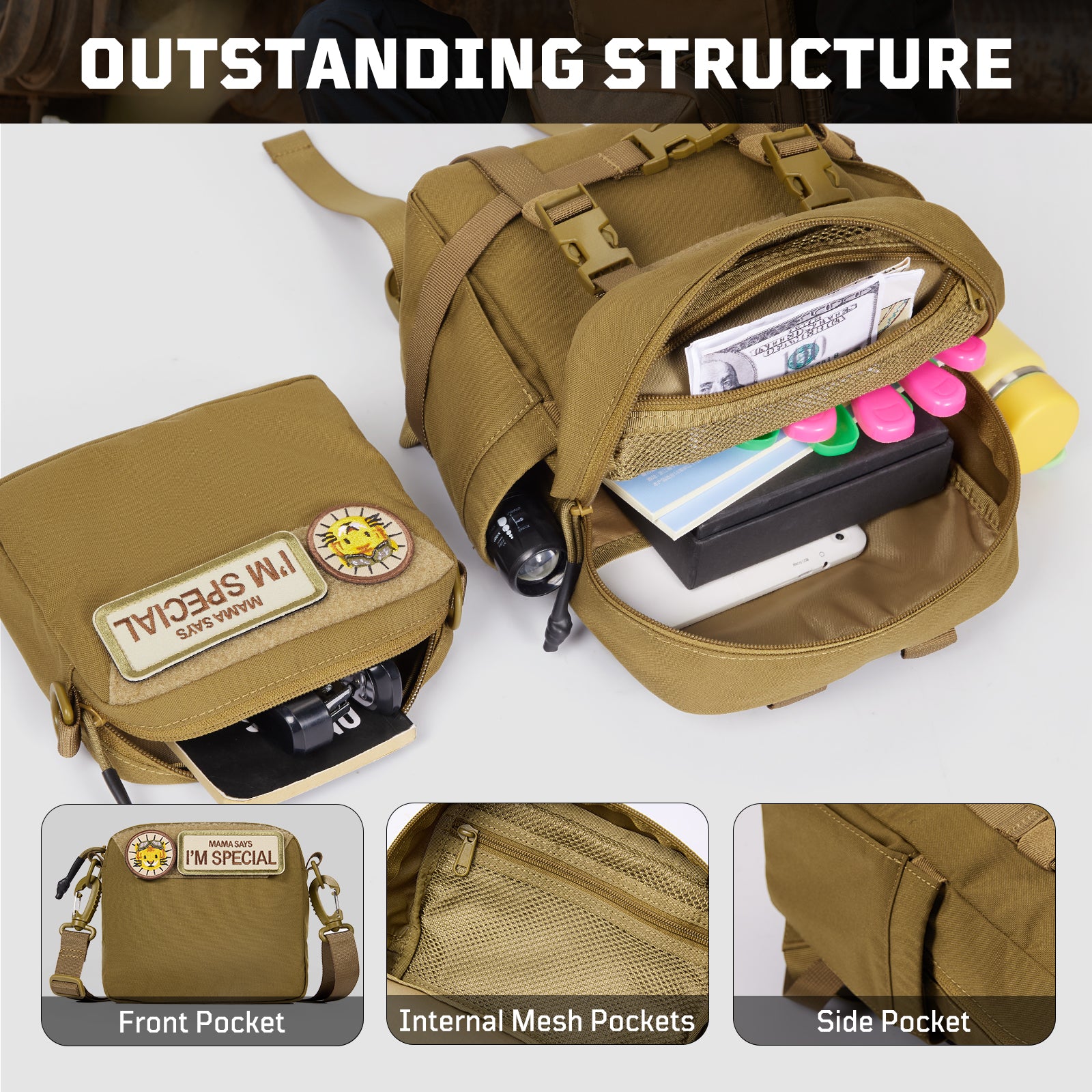 1TG Multi-Functional Kids Backpack 丨 with Patch&Modular Design (Ages 3-6)