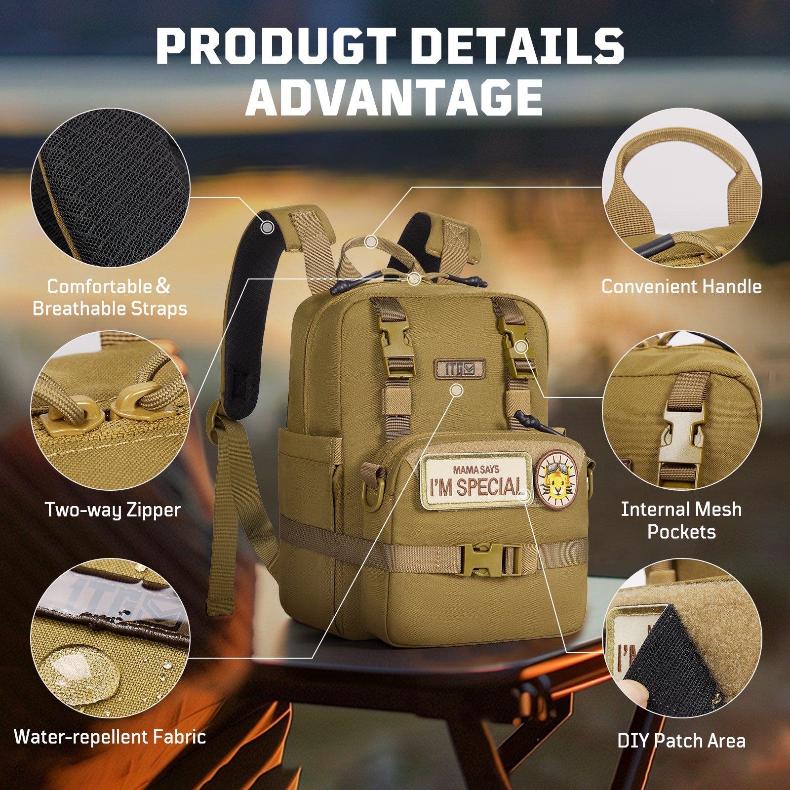 1TG Multi-Functional Kids Backpack 丨 with Patch&Modular Design (Ages 3-6)