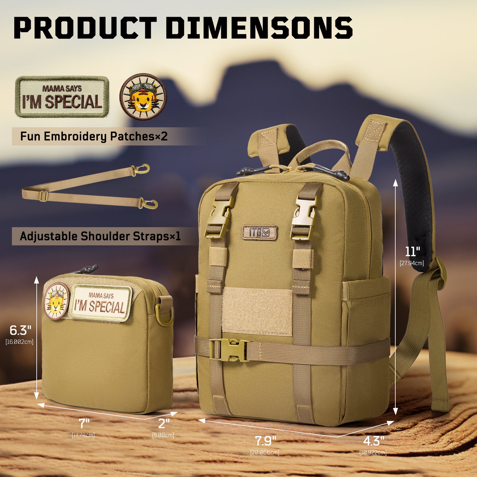 1TG Multi-Functional Kids Backpack 丨 with Patch&Modular Design (Ages 3-6)