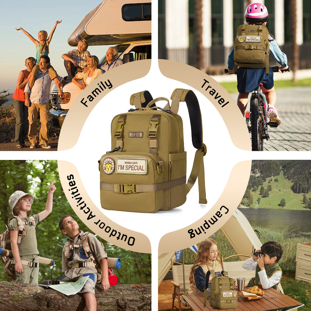 1TG Multi-Functional Kids Backpack 丨 with Patch&Modular Design (Ages 3-6)