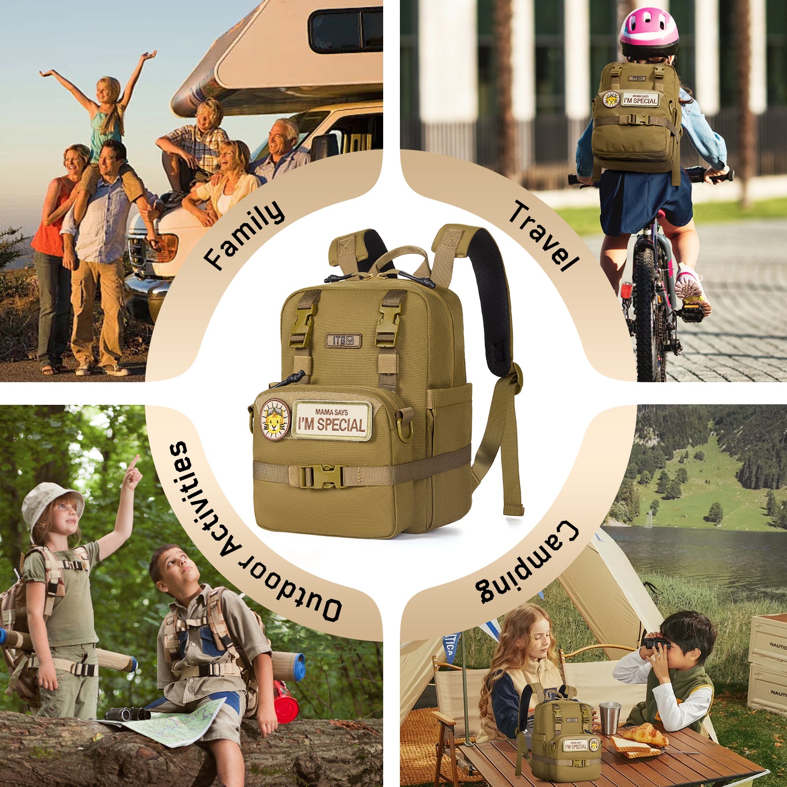 1TG Multi-Functional Kids Backpack 丨 with Patch&Modular Design (Ages 3-6)