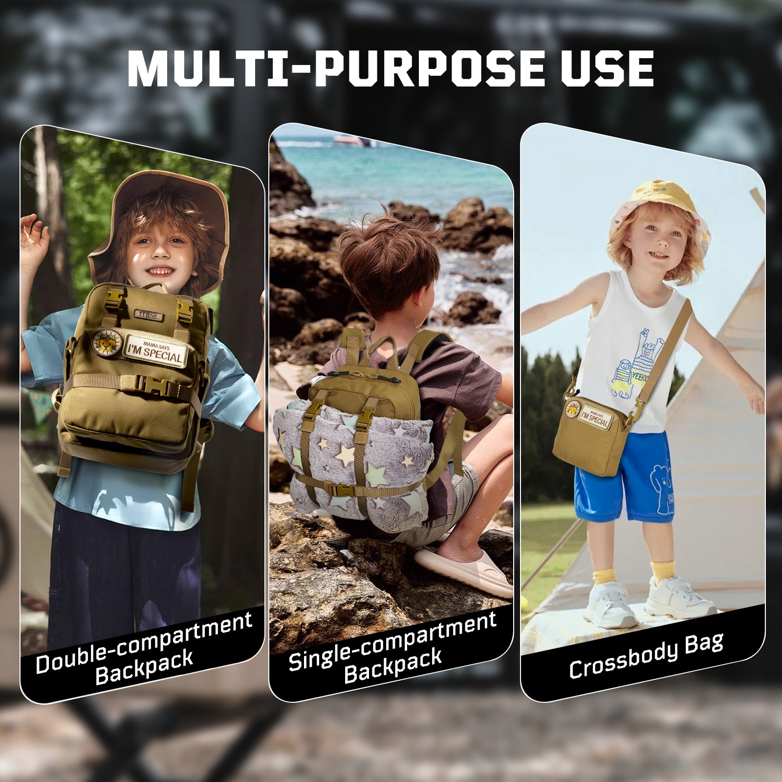 1TG Multi-Functional Kids Backpack 丨 with Patch&Modular Design (Ages 3-6)