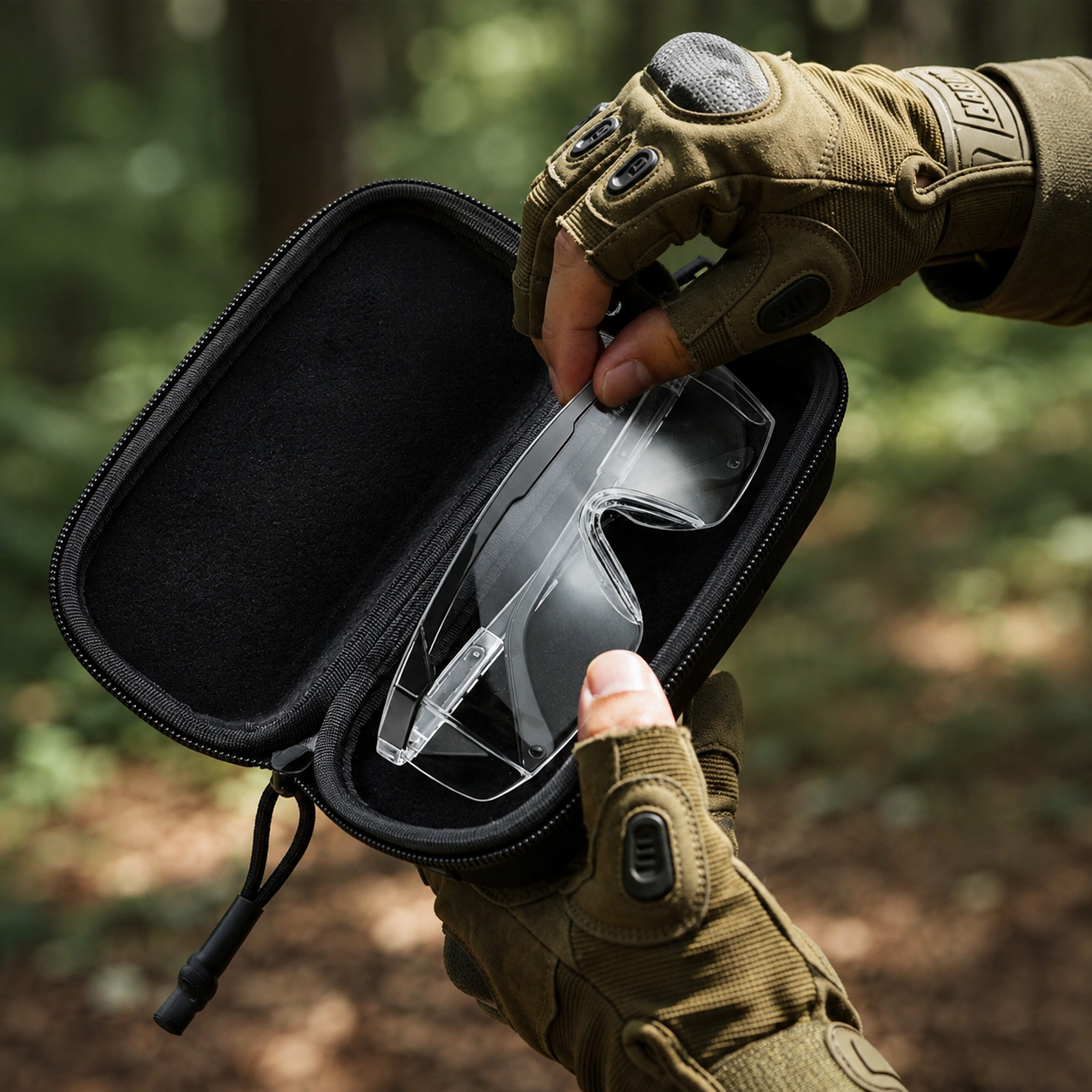 Hard Shell Glasses Case J03 | Diagonal Opening & MOLLE Attachment