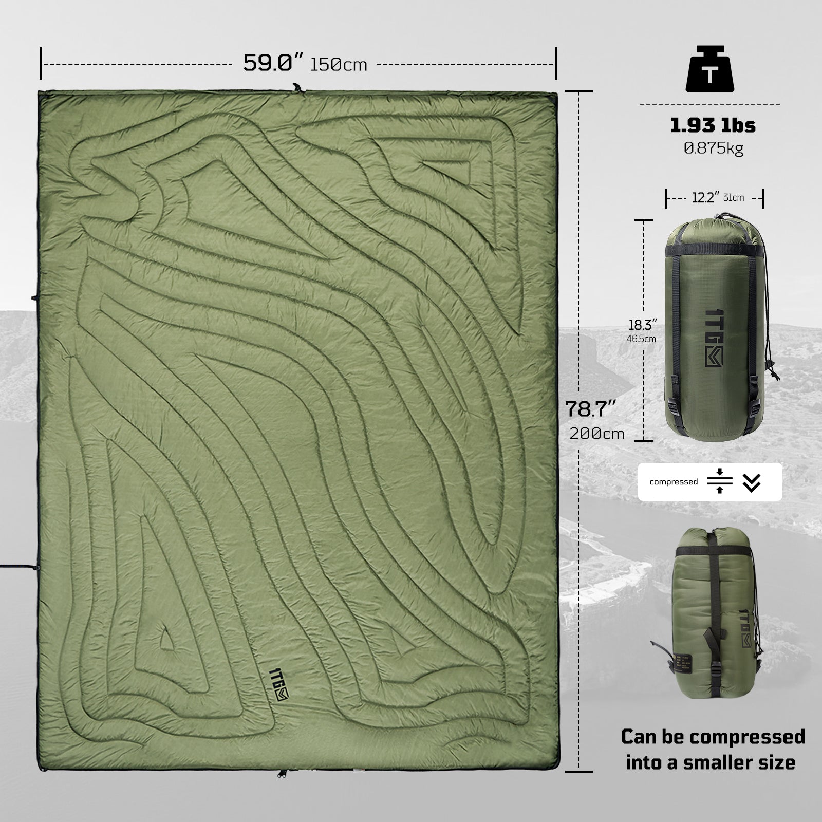 1TG 3M Thinsulate KL150 Camping Blanket 丨With Ykk zipper & Water resistant