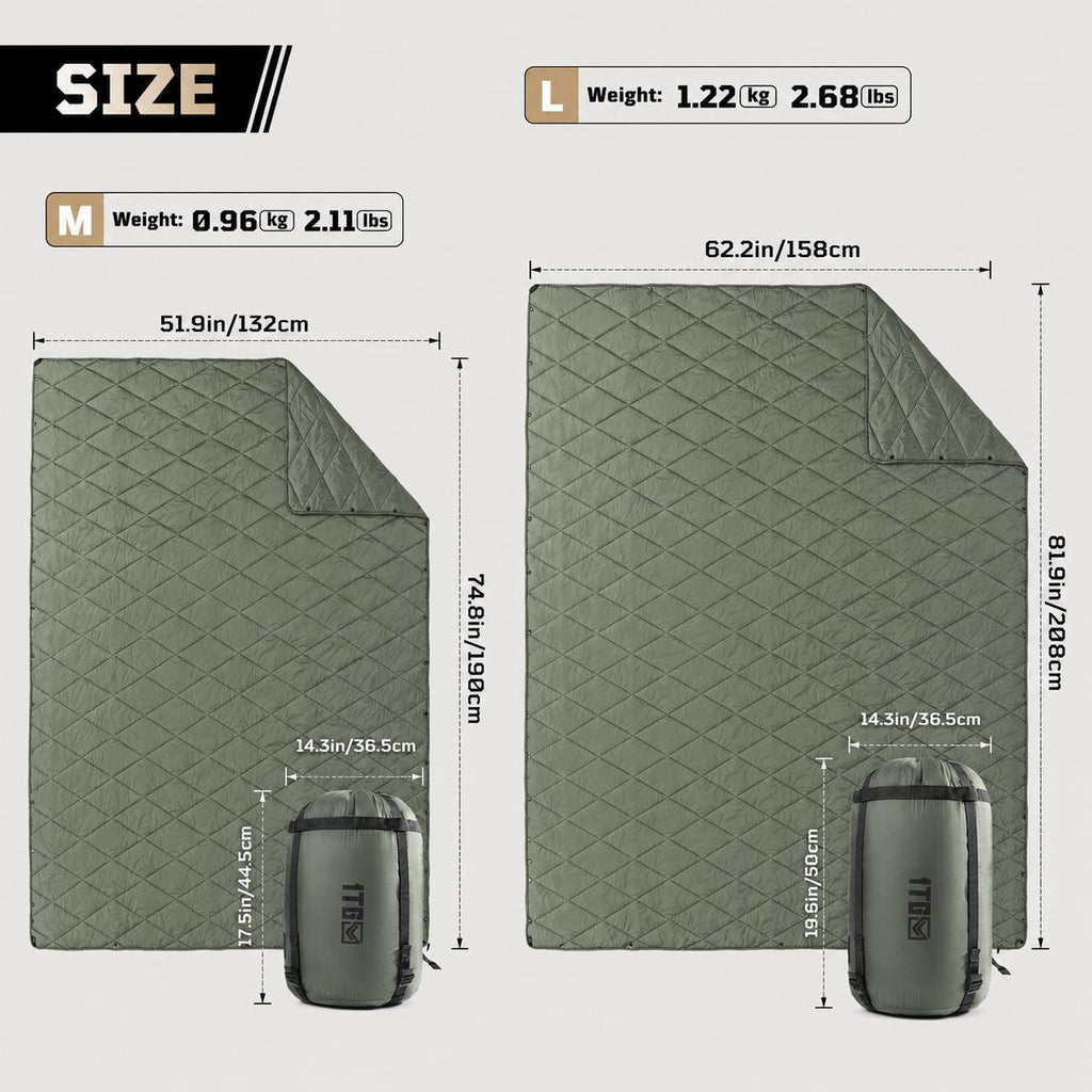 Insulated Camping Blanket B01– 3M Thinsulate™ with Snap Buttons & Water-Resistant